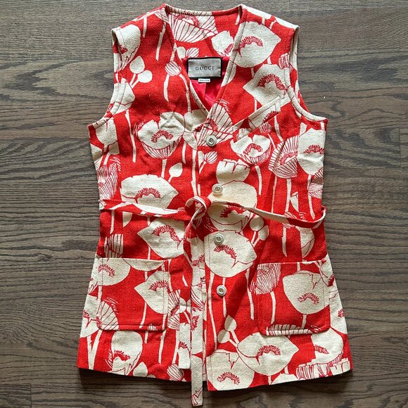 NWT Gucci 2021 Poppy Silk Vest - Picture 1 of 4
